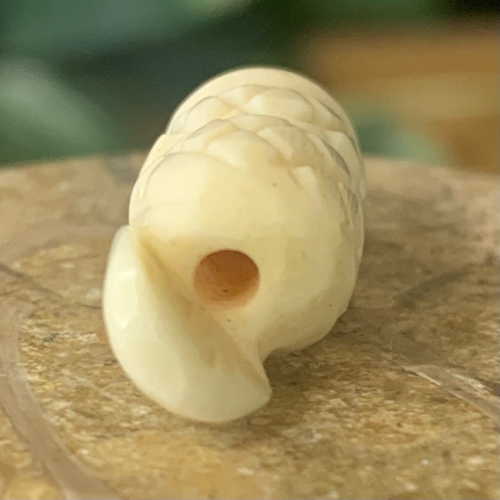 Hand Carved Snake Bone Bead Top Drilled Detailed Coiled Cobra Animal Carving 1" - Picture 14 of 16